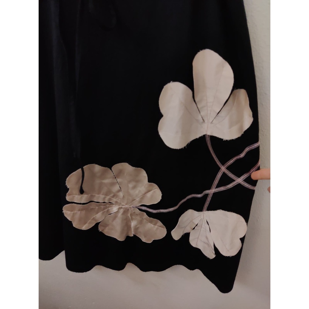 3/$20 Vintage Rubber Ducky Productions Floral Print Black Midi Dress Size L - Picture 5 of 9